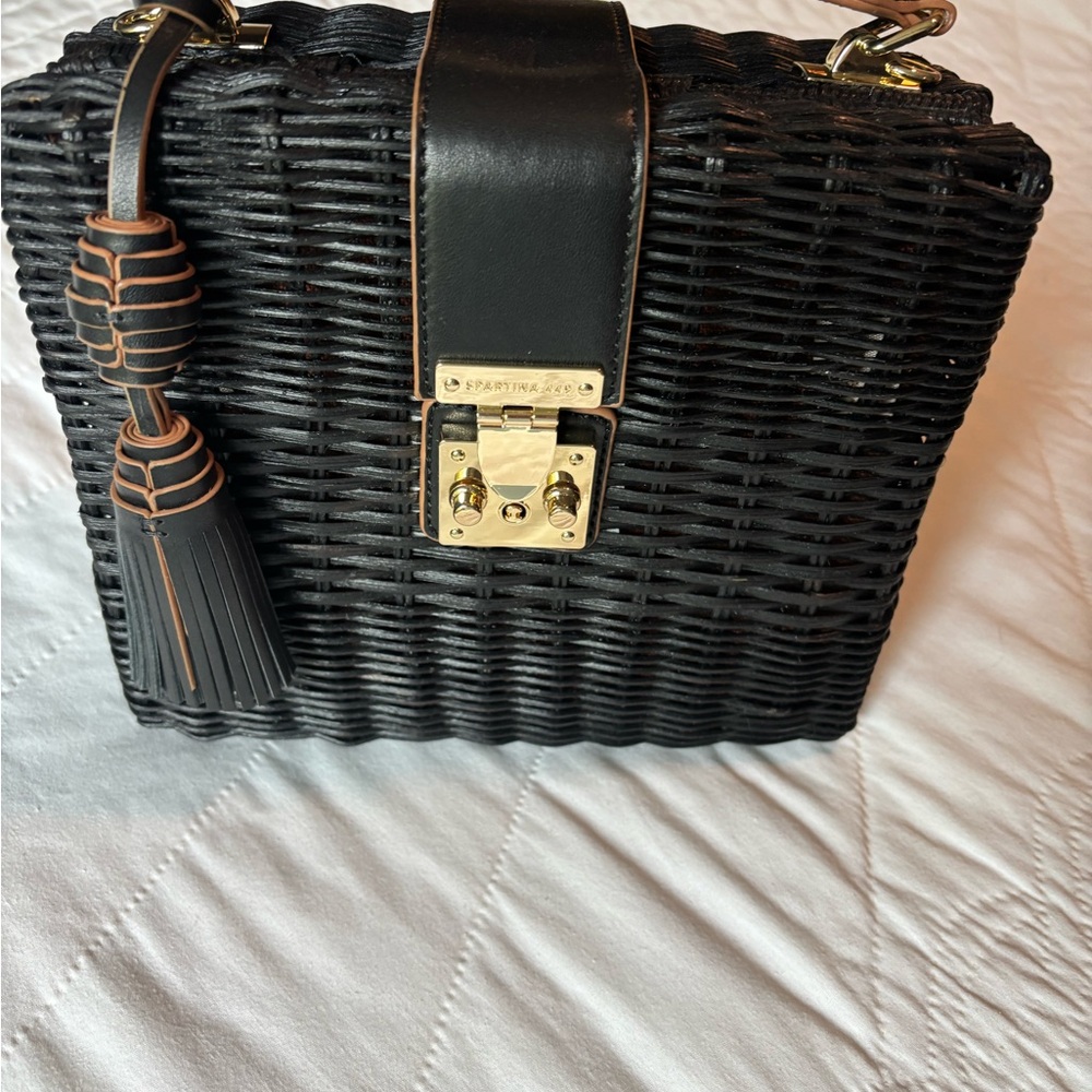 Spartina 449 Black Mini Woven Bag